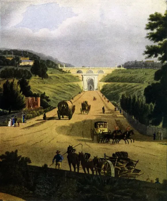 Framed Print : Highgate Archway in the early 19th century Framed Print : Highgate Archway in the early 19th century