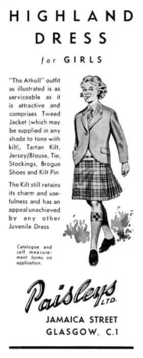 Framed Print : Highland dress for Girls - advertisement, 1956 Framed Print : Highland dress for Girls - advertisement, 1956