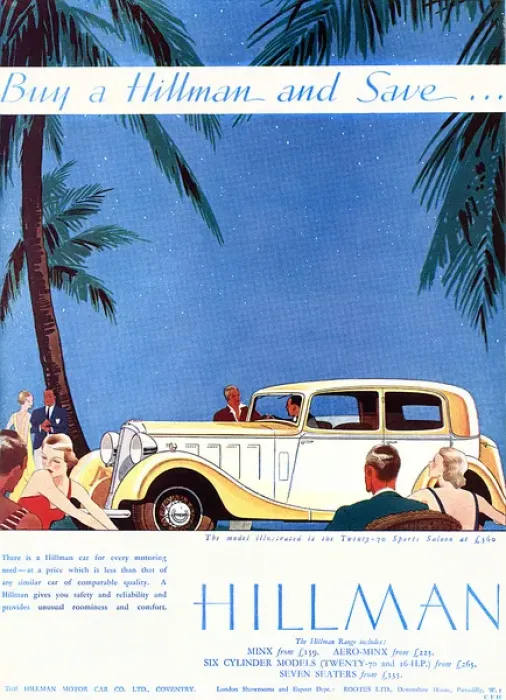 Framed Print : Hillman advertisement for Twenty-70 Sports Saloon