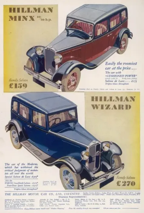 Framed Print : Hillman car advertisement