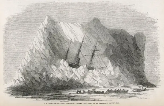 Framed Print : Hms intrepid on an Iceberg, Baffin Bay