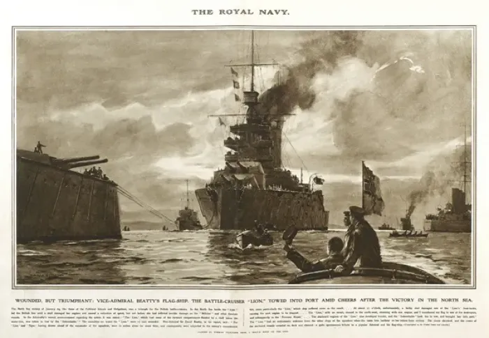 Framed Print : HMS Lion of the Royal Navy in Great War Deeds, WW1 Framed Print : HMS Lion of the Royal Navy in Great War Deeds, WW1