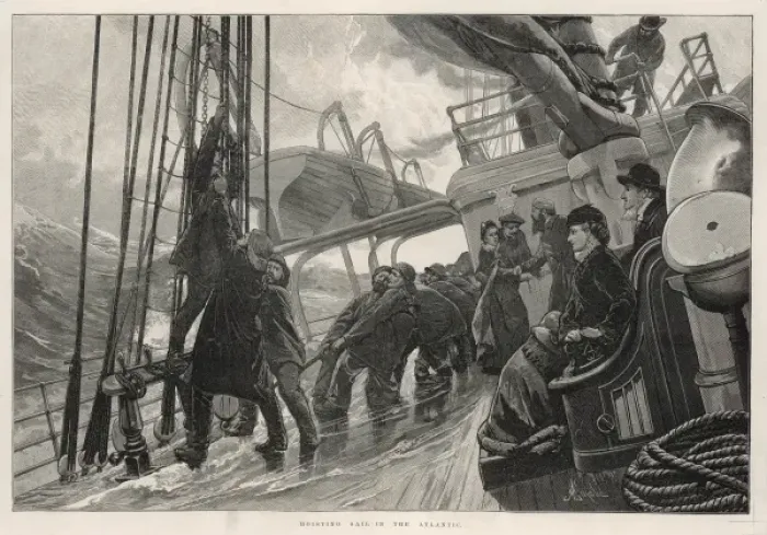 Framed Print : Hoisting Sail in the Atlantic, 1884