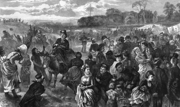Framed Print : Holidaymakers on Hampstead Heath, London Framed Print : Holidaymakers on Hampstead Heath, London