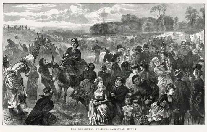 Framed Print : Holidaymakers making merry on Hampstead Heath, north west London. Date: 1871 Framed Print : Holidaymakers making merry on Hampstead Heath, north west London. Date: 1871