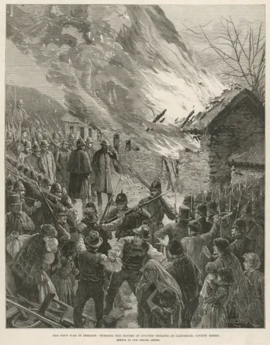 Framed Print : Homes in County Kerry set alight after evictions