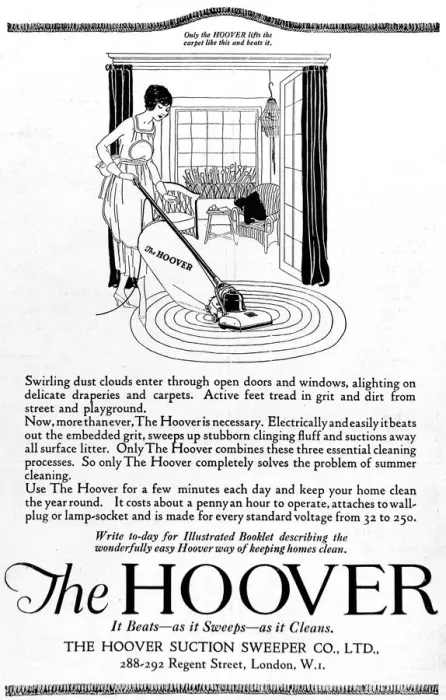 Framed Print : Hoover. 1920 advertisement for the Hoover Suction Sweeper Company of Regent Street, London Framed Print : Hoover. 1920 advertisement for the Hoover Suction Sweeper Company of Regent Street, London