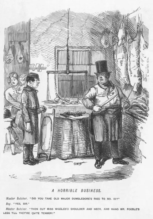 Framed Print : A horrible business - Butchers shop, 1851 Framed Print : A horrible business - Butchers shop, 1851