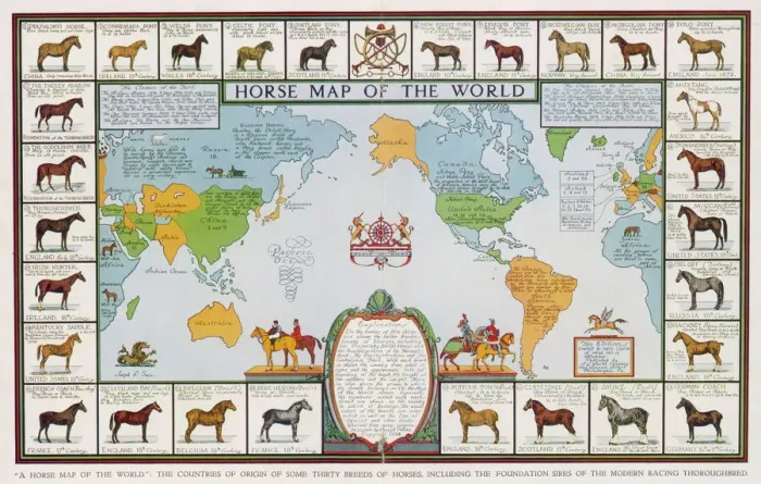 Framed Print : Horse Map of World 1936 Framed Print : Horse Map of World 1936