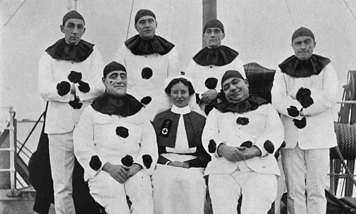 Framed Print : A hospital ship Pierrot troupe, WW1