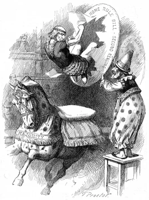 Framed Print : Houp-la. Cartoon from 1893 showing William Gladstone as a circus performer