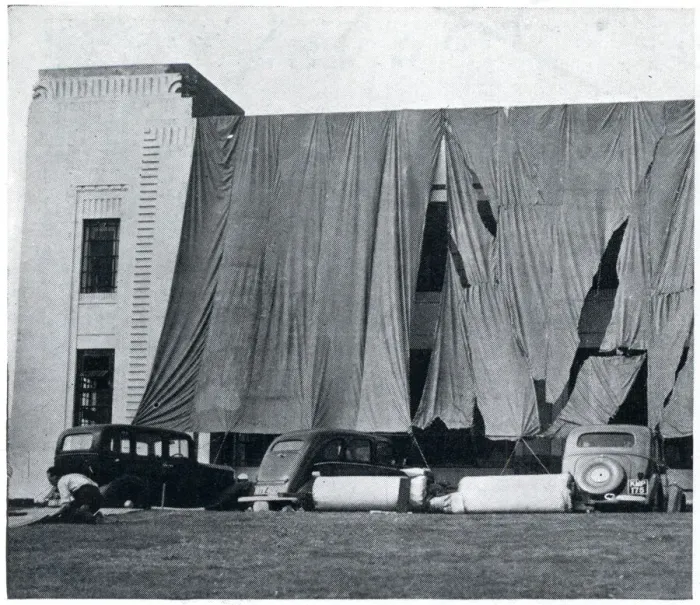 Framed Print : Huge blinds used to camouflage a factory, Sept 1939