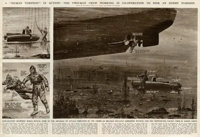 Framed Print : Human torpedo in action by G. H. Davis Framed Print : Human torpedo in action by G. H. Davis