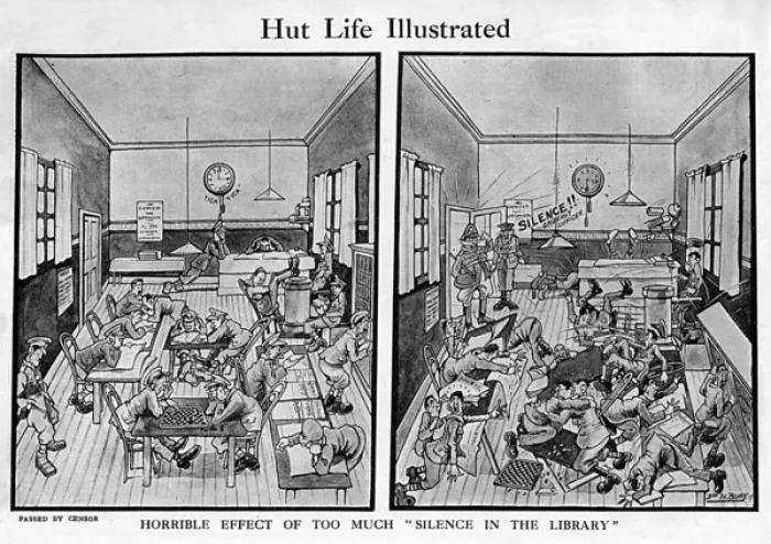 Framed Print : Hut Life Illustrated, WW1 cartoon Framed Print : Hut Life Illustrated, WW1 cartoon