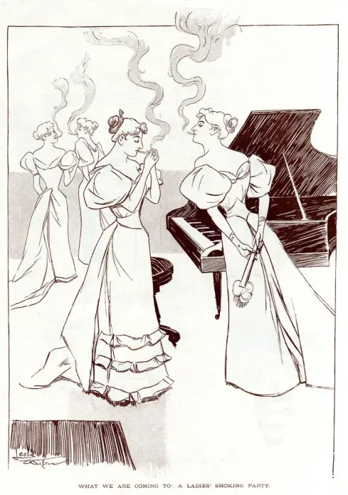 Framed Print : Hypothetical female smoking party, May 1894