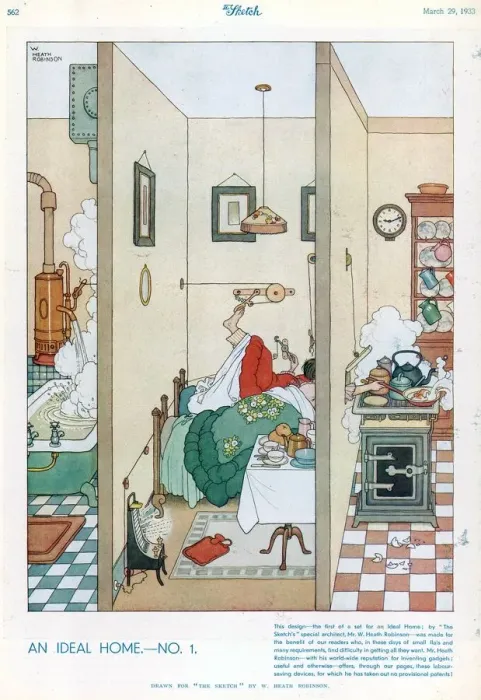 Framed Print : An Ideal Home No. I by William Heath Robinson Framed Print : An Ideal Home No. I by William Heath Robinson