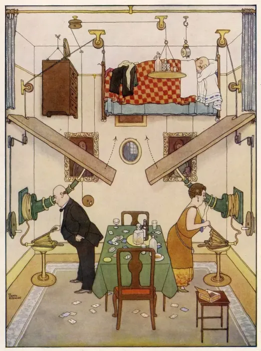 Framed Print : An Ideal Home No. V. The Spare Room by William Heath Robinson Framed Print : An Ideal Home No. V. The Spare Room by William Heath Robinson