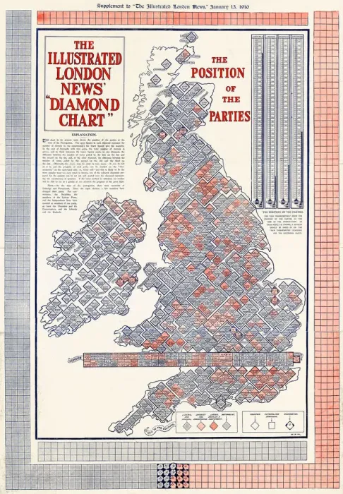 Framed Print : The Illustrated London News - Diamond Chart Election Map Framed Print : The Illustrated London News - Diamond Chart Election Map