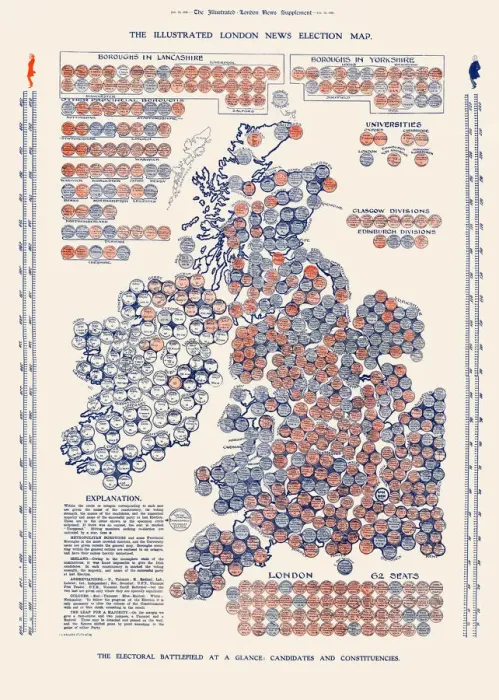 Framed Print : The Illustrated London News Election Map - 1906 Framed Print : The Illustrated London News Election Map - 1906