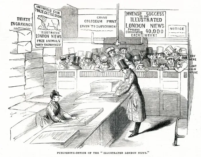 Framed Print : The Illustrated London News - publishing office 1843 Framed Print : The Illustrated London News - publishing office 1843