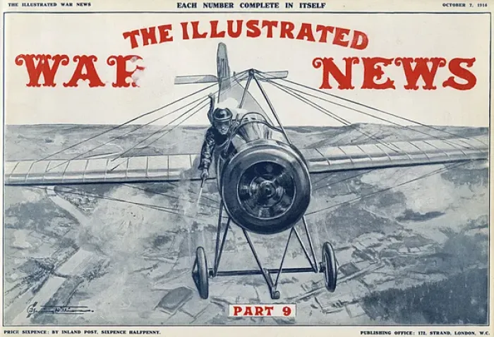 Framed Print : Illustrated War News front cover, shooting from plane Framed Print : Illustrated War News front cover, shooting from plane