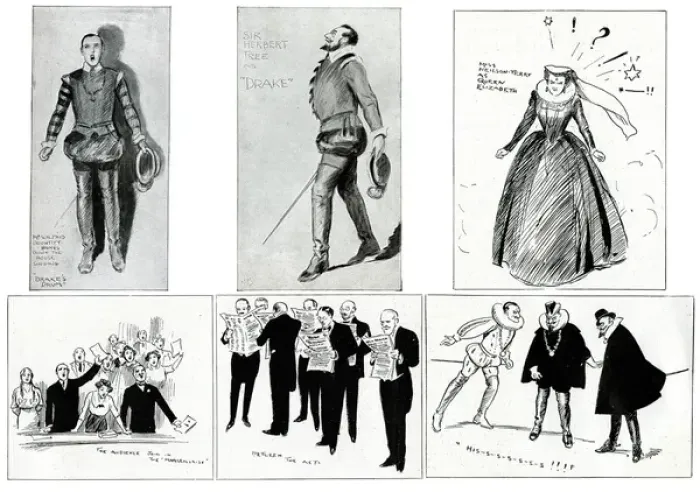 Framed Print : Six illustrations from a theatre production of Drake Framed Print : Six illustrations from a theatre production of Drake