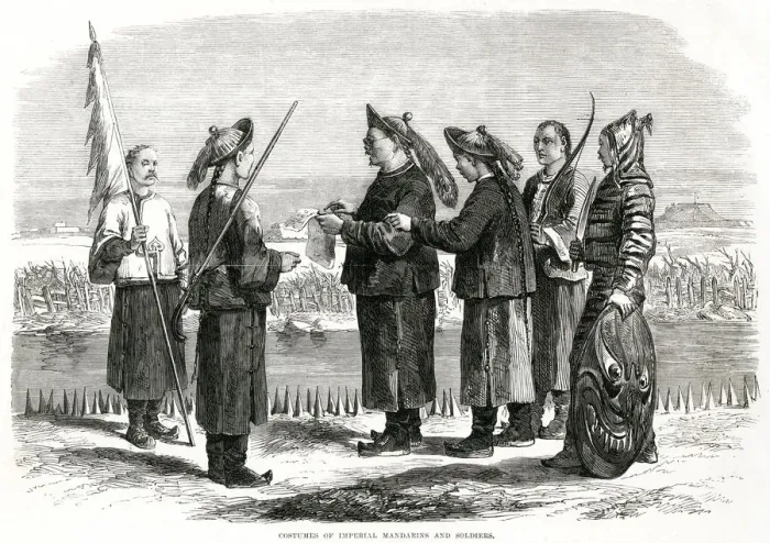 Framed Print : Imperial Chinese mandarins and soldiers 1864