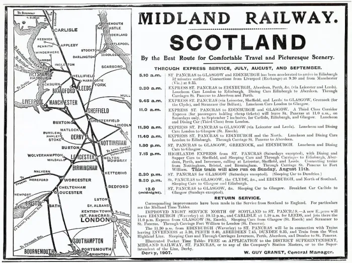 Framed Print : Improved night service from North of Scotland to St. Pancras, London. Date: 1907