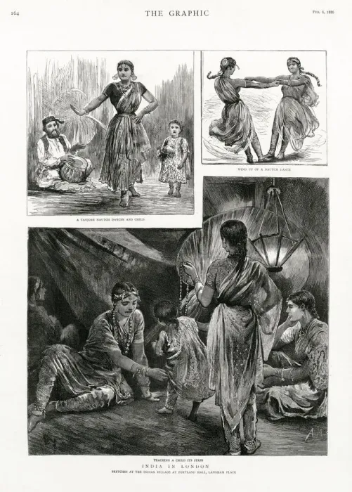 Framed Print : India in London - sketches at the Indian Village at Portland Hall, Langham Place Framed Print : India in London - sketches at the Indian Village at Portland Hall, Langham Place