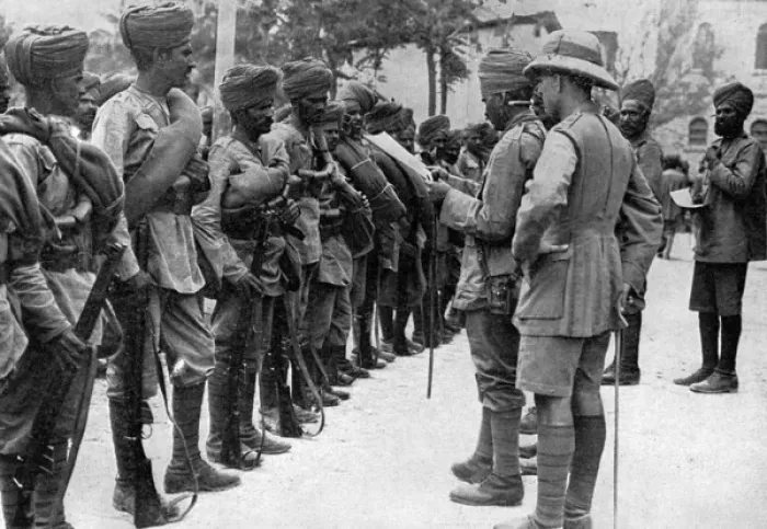 Framed Print : Indian army roll-call before starting for the Front
