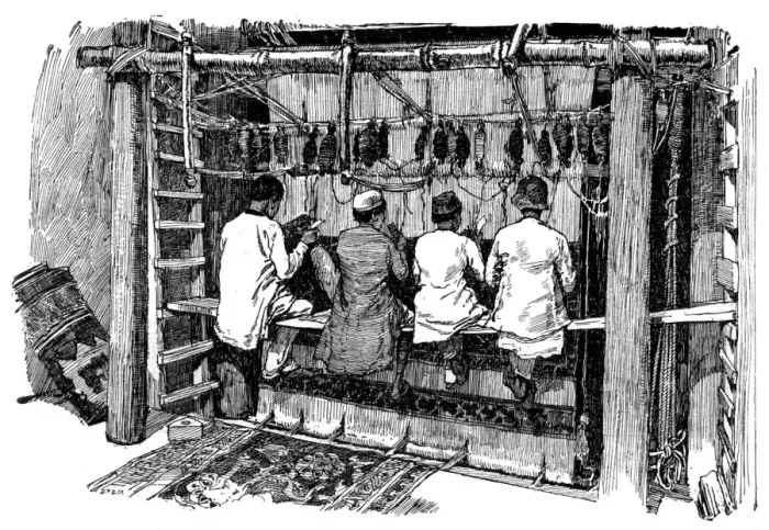 Framed Print : Indian carpet weavers