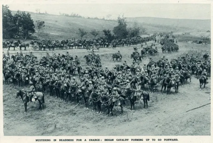 Framed Print : Indian cavalry preparing for an offensive during World War I
