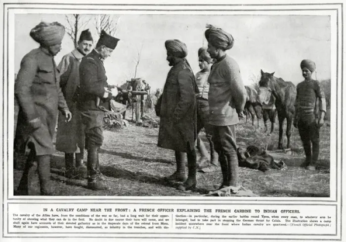 Framed Print : Indian and French soldiers near the front during WWI Framed Print : Indian and French soldiers near the front during WWI