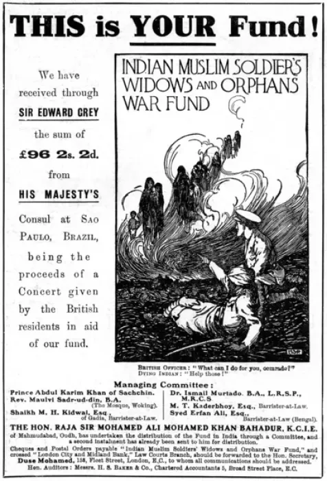 Framed Print : Indian Muslim Soldiers Widows & Orphans Fund, WW1