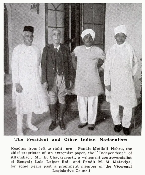 Framed Print : Indian nationalists including Pandit Motilall Nehru, Mr. B. Chackravarti, Lala Lajpat Rai and Pandit M. M. Malaviya. Date: 1920 Framed Print : Indian nationalists including Pandit Motilall Nehru, Mr. B. Chackravarti, Lala Lajpat Rai and Pandit M. M. Malaviya. Date: 1920