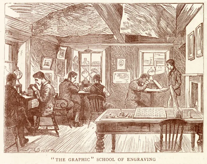 Framed Print : Inside the school room for artist that are turning the artwork into engravings using Framed Print : Inside the school room for artist that are turning the artwork into engravings using