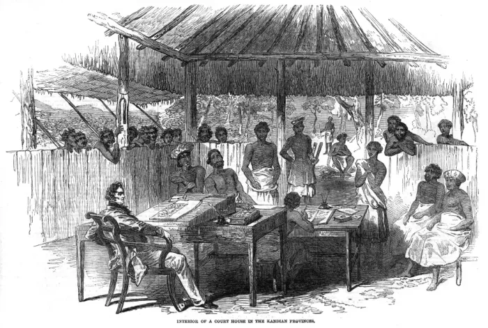 Framed Print : The interior of a court house, Ceylon Framed Print : The interior of a court house, Ceylon