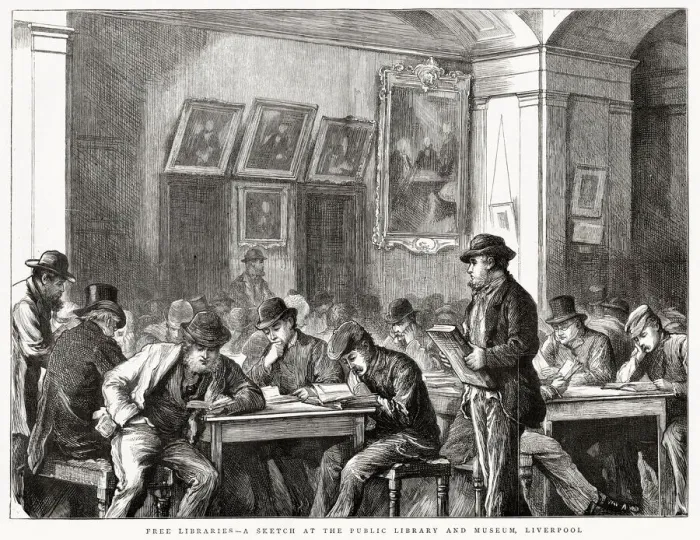 Framed Print : Interior of the free public Library and Museum, Liverpool. Date: 1875 Framed Print : Interior of the free public Library and Museum, Liverpool. Date: 1875