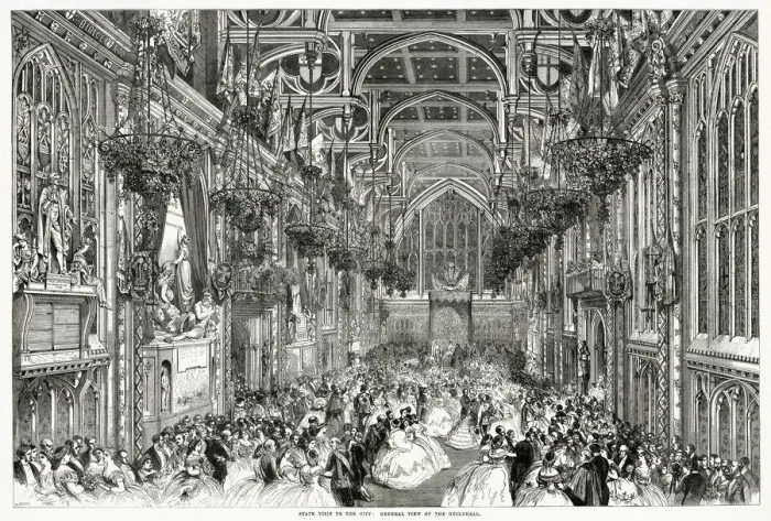 Framed Print : Interior of the Guildhall, City of London, during a state visit by Queen Victoria Framed Print : Interior of the Guildhall, City of London, during a state visit by Queen Victoria
