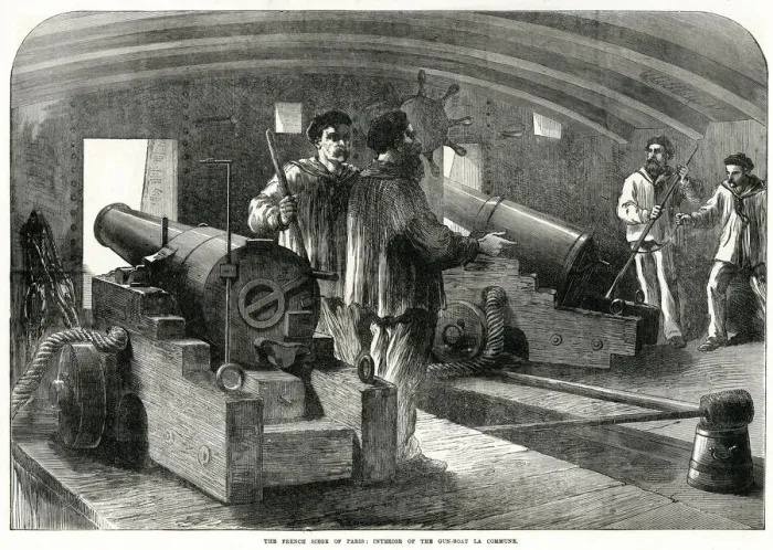 Framed Print : Interior of the Gun-Boat La Commune; Paris Commune 1871