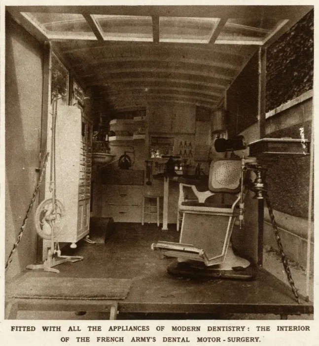 Framed Print : Interior of a mobile French dental laboratory 1916