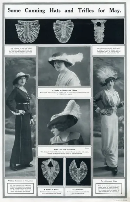 Framed Print : Intricate laced jabot for May 1913