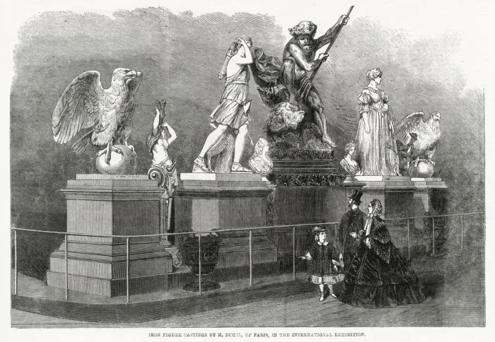 Framed Print : Iron figure castings by M. Ducel of Paris, in the International Exhibition in London Framed Print : Iron figure castings by M. Ducel of Paris, in the International Exhibition in London