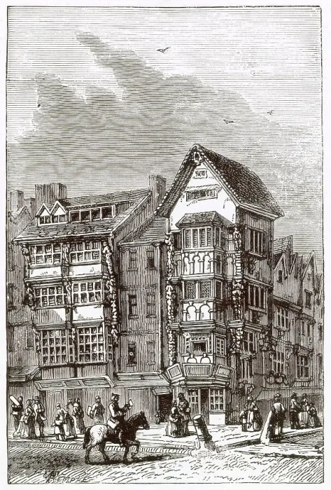Framed Print : Isaak Walton's house at the corner of Fleet Street and Chancery Lane, London. Date: 19th century