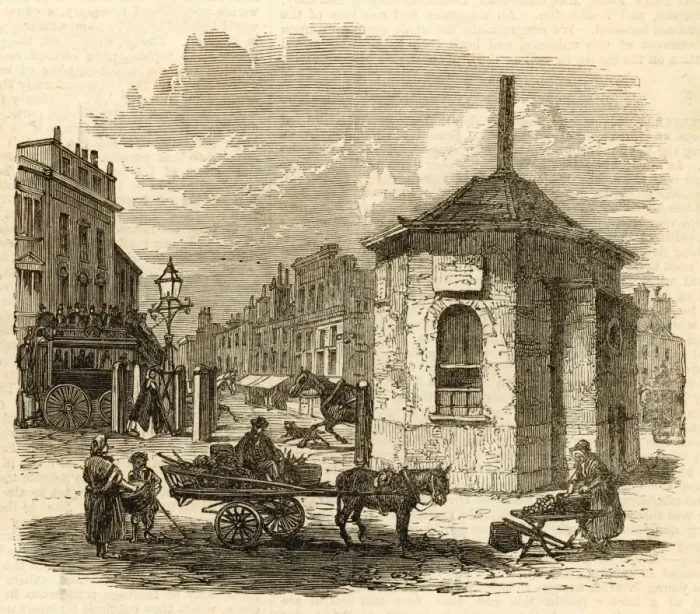 Framed Print : Islington Toll Gate, London, c. 1864 Framed Print : Islington Toll Gate, London, c. 1864