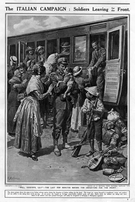 Framed Print : Italian soldiers depart for front Framed Print : Italian soldiers depart for front