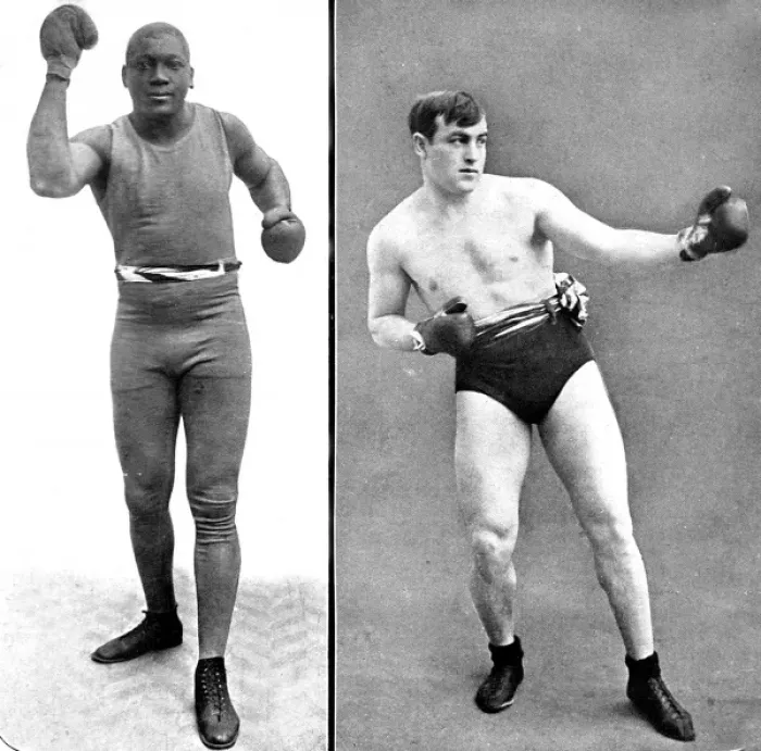 Framed Print : Jack Johnson and Tommy Burns, 1908