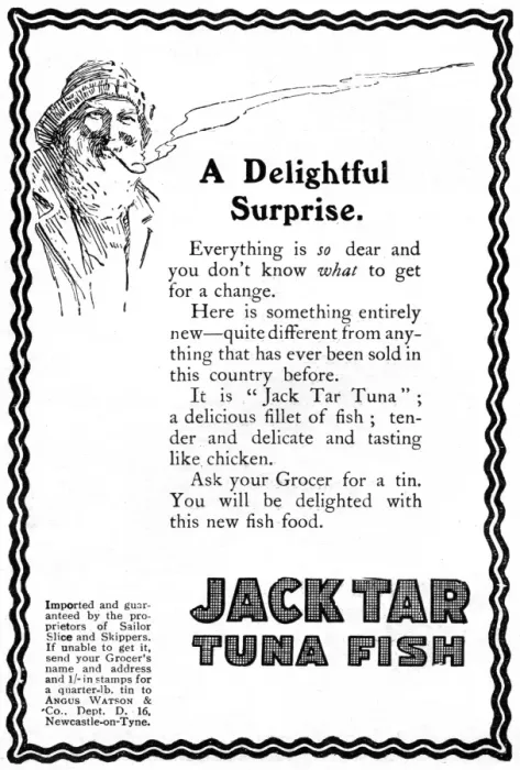 Framed Print : Jack Tar Tuna Fish advertisement, WW1 Framed Print : Jack Tar Tuna Fish advertisement, WW1