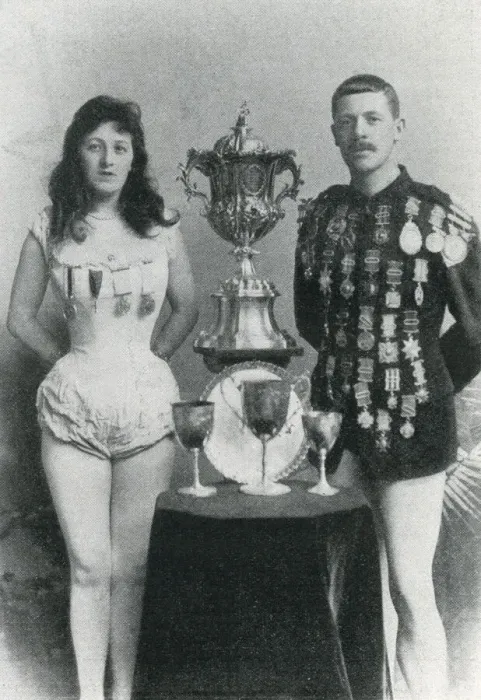 Framed Print : James & Marie Finney, exhibition swimmers at Hippodrome