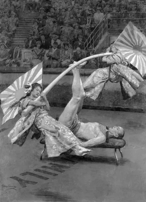Framed Print : Japanese acrobats at the circus, Olympia, London Framed Print : Japanese acrobats at the circus, Olympia, London